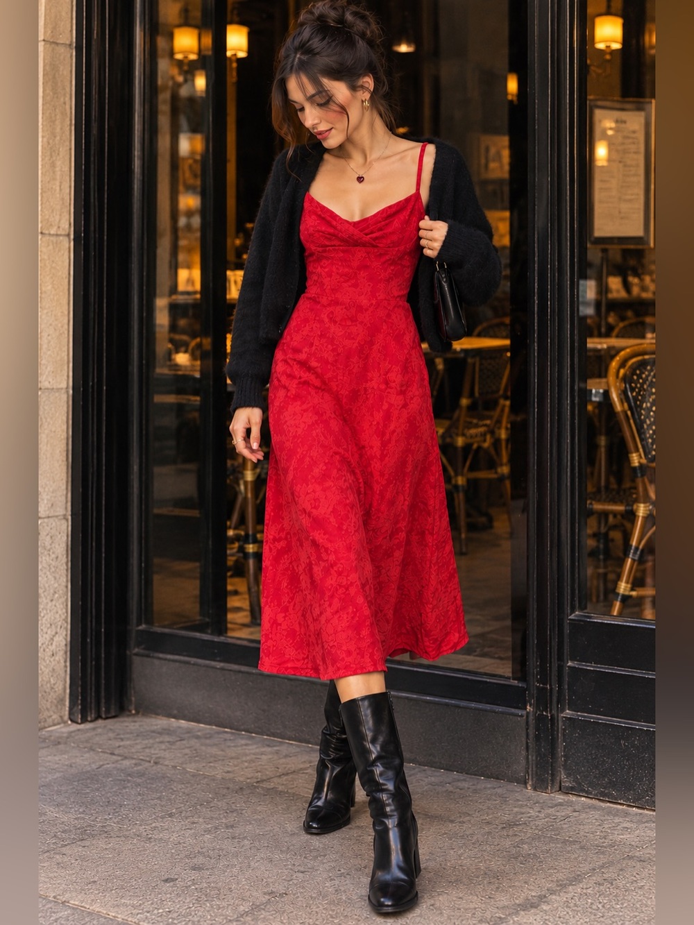 Stunning Late 90’s Vintage Notice Red Spaghetti-Strap Midi Dress 🥀♥️💋